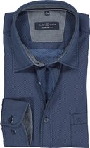 Casa Moda Sport Comfort Fit overhemd - blauw mini dessin (contrast) - Strijkvriendelijk - Boordmaat: 41/42