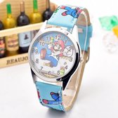 Super Mario - Kinderhorloge - Mario - Horloge - Mario Kart - Mario Speelgoed - Lichtblauw Horlogeband
