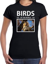 Dieren foto t-shirt Ransuil - zwart - dames - birds of the world - cadeau shirt Ransuilen liefhebber XL