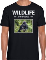 Dieren foto t-shirt Gorilla aap - zwart - heren - wildlife of the world - cadeau shirt Gorillas liefhebber XL