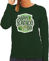 St. Patricks day sweater groen voor dames - Happy St. Patricks day - Ierse feest kleding / trui/ outfit/ kostuum S