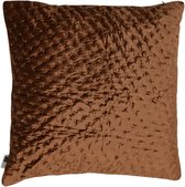 Sierkussen voor de woonkamer Kantha 50x50cm in Cognac, gemaakt van fluweel stof