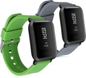 kwmobile 2x armband voor Huami Amazfit Bip Youth Edition - Bandjes voor fitnesstracker in grijs / groen