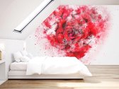 Professioneel Fotobehang Rode roos hartvorm - rood - Sticky Decoration - fotobehang - decoratie - woonaccesoires - inclusief gratis hobbymesje - 562 cm breed x 380 cm hoog - in 7 verschillend