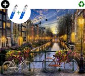deeds. - Schilderen op nummer volwassenen - Paint by number - Verven op nummer - Amsterdam- Landschap - DIY set +Extra Penselen!
