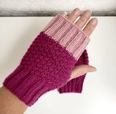 Handgemaakte vingerloze handschoenen - Handmade gloves - Gebreide wollen handschoenen - Roze - Koude handen