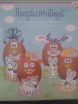 Paasdecoratieset - 4x eierdopjes - pompons, stickers, lint, crêpepapier- paas knutsel decoratie versiering - alles om je paaseieren mooi te versieren met Pasen - eieren versieren k