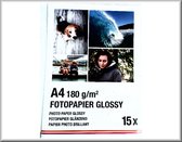 Glossy fotopapier | A4 fotmaat | 180 gram | 15 vellen | Foto papier | Foto's printen