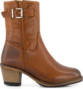 Travelin' Arvert - Leren dames enkellaars met hak - Cognac bruin Leer - Maat 38