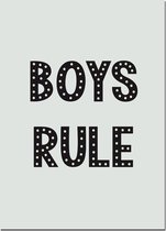 BOYS RULE - Poster kinderkamer - jongenskamer poster - HIPPE POSTER JONGENS - trendy lettertype