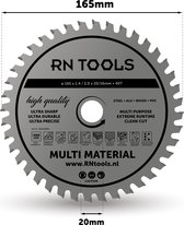 RNtools Cirkelzaagblad - Multi Material - ⌀165MM - 40 tanden - Zaagbreedte 2,0 mm - Dikte blad 1,4 mm -geschikt voor - cirkelzaag - afkortzaag - invalzaag