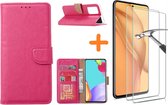 Samsung A52 hoesje bookcase Pink - Samsung Galaxy A52 5G hoesje wallet cover met Pasjeshouder - 2x Samsung A52 screenprotector