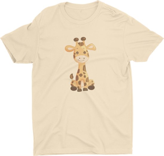 Pixeline Giraffe #Beige 118-128 8 jaar - Kinderen - Baby - Kids - Peuter - Babykleding - Kinderkleding - Giraffe - T shirt kids - Kindershirts - Pixeline - Peuterkleding