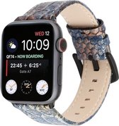 Geschikt voor Apple Watch bandje 42 / 44 / 45 mm - Series 1 2 3 4 5 6 7 SE - Smartwatch iWatch horloge band - 42mm 44mm 45mm - Fungus - Leer - Blauw - Glitter