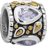 Quiges Bedel Bead - 925 Zilver - Multi Patroon met Zirkonia Druppel Kraal Charm - Z420