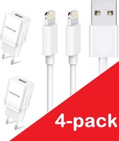 Oplader iPhone | Oplader met iPhone / iPad Kabel 4-pack | Premium USB Oplader | 1 Meter | Apple iPhone 11/11 PRO/ XS/ XR/ X/ iPhone 8/ 8 Plus/ iPhone SE Oplaadkabel en Oplader