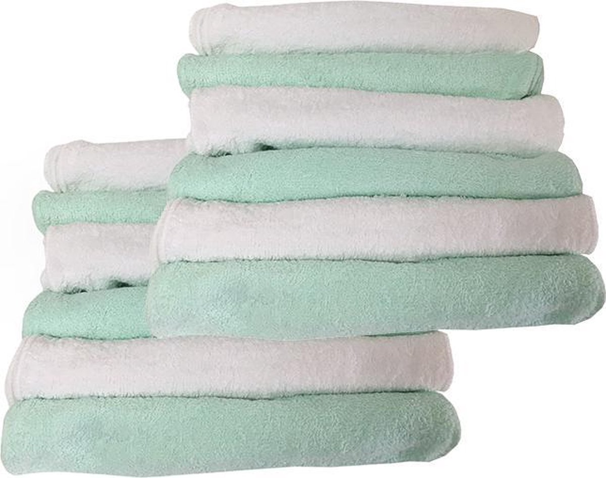 Goedkoopste Spuugdoekjes set van 12 mix mint/wit