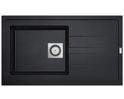 Nemo Go Molto inbouwspoeltafel composiet met 1 bak met afdruip 860 x 500 mm met vierkante manuele plug omkeerbaar zwart onderkast 50 cm