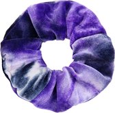 Marble/Tie-dye velvet scrunchie/haarwokkel, paars/zwart