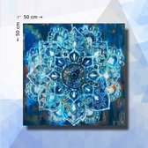 Diamond Painting pakket Mandala Blauwtinten - ronde steentjes - 50 x 50 cm