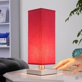Lindby - Tafellamp - 1licht - stof, metaal - H: 35 cm - E14 - rood, gesatineerd nikkel