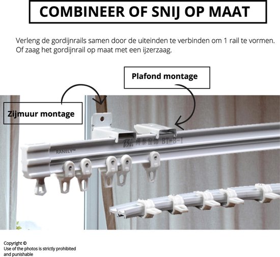 Soms soms Ondergedompeld Onzin RANELY® gordijnrails - 5.5 Meter - gordijnroede - gordijnen kant en klaar  -... | bol.com