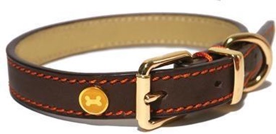 Luxury Leather Halsband Hond Leer Luxe Bruin - 1.3X25-36 CM