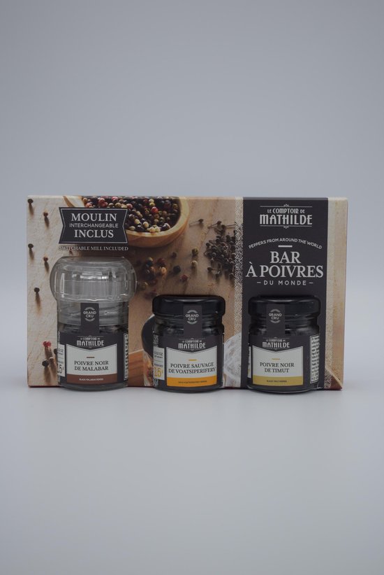 Coffret Bar à Sels et Poivres du Monde x7