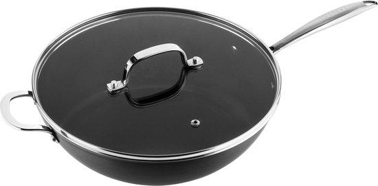 ISENVI Victoria Forged keramische wokpan met deksel 32CM - RVS greep