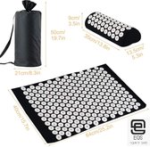 EQS - Acupressuur Mat – Mat En Kussen – Spijkermat – Ontspanning – Acupressuur Kussen - 65x40 cm - Zwart