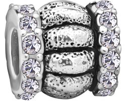 Quiges - 925 - Zilveren - Bedels -Sterling zilver - Beads - Zirkonia Patroon Kraal Charm - Geschikt – voor - alle bekende merken - Armband Z407