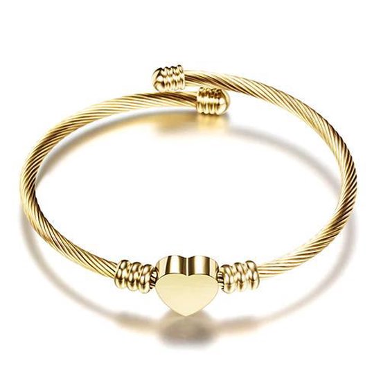Armband Dames Hart Verstelbaar - 4 Kleuren - Goudkleurig - Armbandjes - Armbandje Verjaardag - Cadeau voor Haar - Vrouw - Moederdag - Valentijn