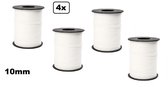4x Krullint wit 10mmx250meter| Vernieuwd, nu met folie beschermlaag om de verpakking |krullint | decoratie| thema feest| versiering