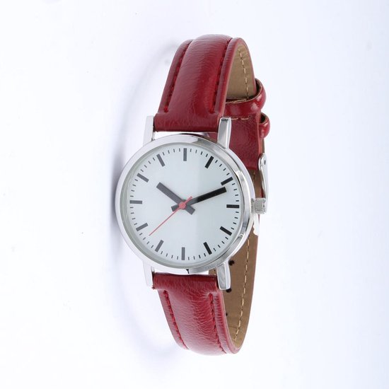 Brigada - dames horloge - rode horloge band - lederen horlogeband - quartz uurwerk
