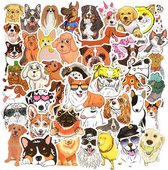 50 stuks stickers honden 4 tot 8 cm