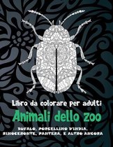 Animali dello zoo - Libro da colorare per adulti - Bufalo, Porcellino d'India, Rinoceronte, Pantera, e altro ancora