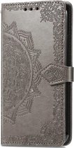 Bloem mandala grijs agenda case hoesje Samsung Galaxy A52