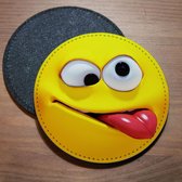 ILOJ onderzetter - Emoticon gestoord in geel - rond
