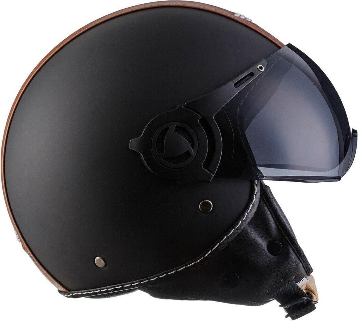 Casque De Moto À Face Ouverte Vintage ECE Homologué Rétro 3/4 Casque De Moto Four Seasons Demi-Jet Casque De Moto Cruiser Cyclomoteur Rétro Chopper Casque Moto Bols, avec Visière