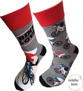 Verjaardag cadeau - Wielren fiets sokken - Mismatch Sokken - valentijn cadeautje voor hem - Leuke sokken - Vrolijke sokken - Luckyday Socks - Sokken met tekst - Aparte Sokken - Soc
