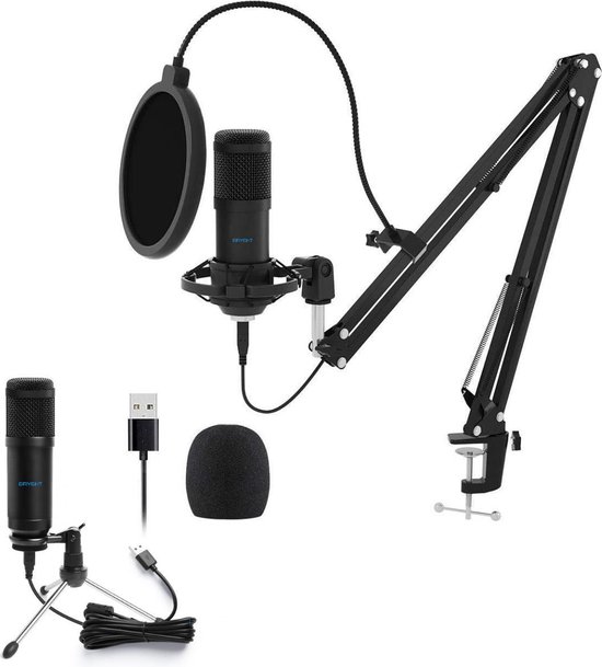 BRYGHT Microfoon set - Microfoon Arm - Standaard - USB - Plug And Play - Gaming En Streaming - Zwart