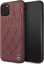 Mercedes-Benz Hard Case Quilted Perforated Genuine Leather For iPhone 11 Pro  - Burgundy