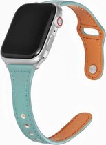 Geschikt voor Apple Watch bandje 38 / 40 / 41 mm - Series 1 2 3 4 5 6 7 SE - Smartwatch iWatch horloge band - 38mm 40mm 41mm - Fungus - PU Leer - Groen - Dun