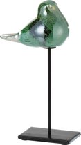 J-Line Vogel Op Voet Glas/Ijzer Groen Small
