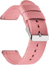 Smartwatch bandje - Geschikt voor Samsung Galaxy Watch 3 45mm, Gear S3, Huawei Watch GT 2 46mm, Garmin Vivoactive 4, 22mm horlogebandje - Nylon stof - Fungus - Roze