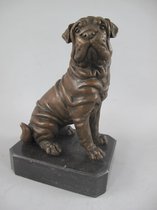 Bronzen beeld - Leuke hond - Dierenvriend - 19 cm hoog