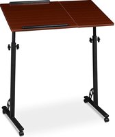 HN® Sta Laptoptafel Mahonie (bruin) | Grote Tablet- werk en Computertafel | In hoogte verstelbaar | Multifunctioneel | Laptop tafel op wieltjes | 75 cm tot 110 cm | Bijzettafel Bur