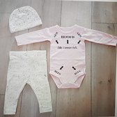 Baby cadeau geboorte papa en mama meisje roze set met tekst rompertje aanstaande zwanger kledingset pasgeboren unisex Bodysuit |  babykleding Huispakje | Kraamkado | Gift Set babys