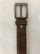 PU lederen riem met zilverkleurige gesp 110cm   midden bruin