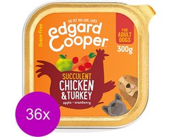 36x Edgard & Cooper Kuipje Honden Natvoer Kip - Kalkoen 300 gr